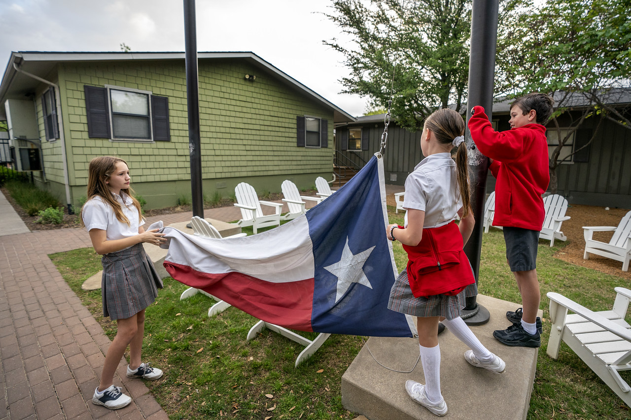 kids and flag